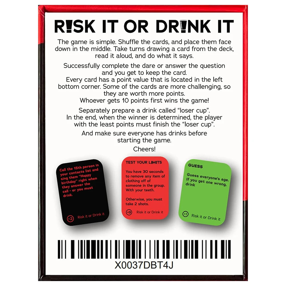 Risk It Or Drink It Fun Party Game For College Card Game Drinking Game Pregame Night Hilarious Dares Challenges  Questions Adult eprolo