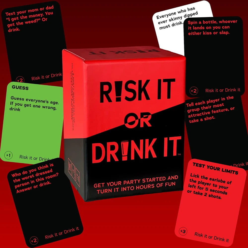 Risk It Or Drink It Fun Party Game For College Card Game Drinking Game Pregame Night Hilarious Dares Challenges  Questions Adult eprolo